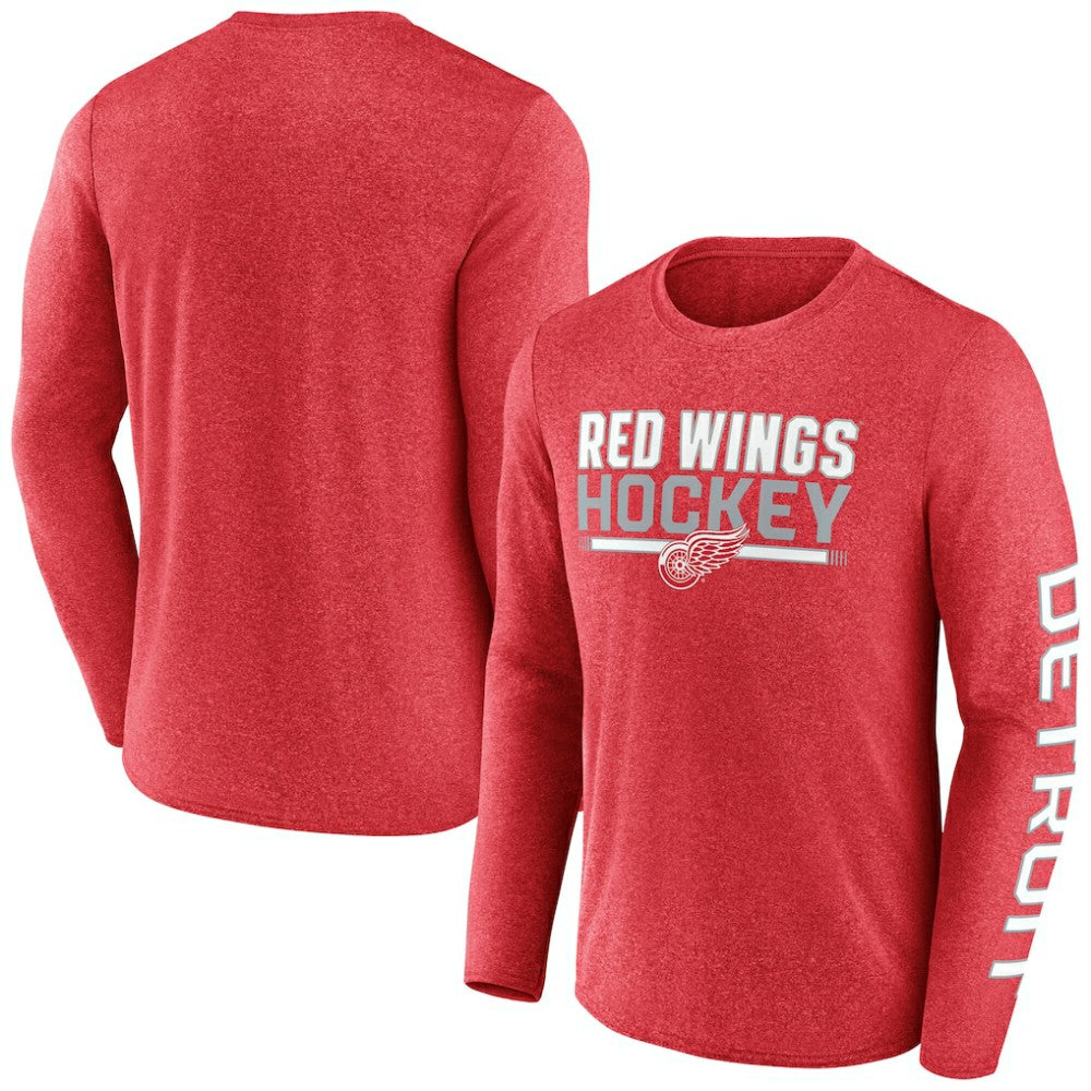 NHL Heather Red Detroit Red Wings Fanatics Sweep Iconic Synthetic Long Sleeve T-Shirt