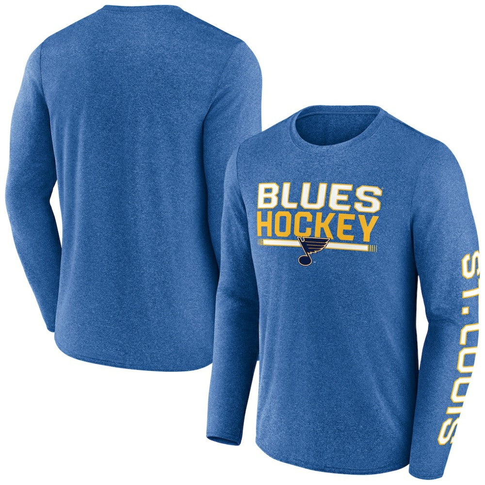 NHL Heather Blue St. Louis Blues Fanatics Sweep Iconic Synthetic Long Sleeve T-Shirt