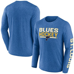 NHL Heather Blue St. Louis Blues Fanatics Sweep Iconic Synthetic Long Sleeve T-Shirt