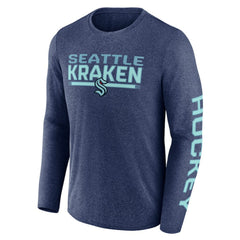 NHL Heather Deep Sea Blue Seattle Kraken Fanatics Sweep Iconic Synthetic Long Sleeve T-Shirt