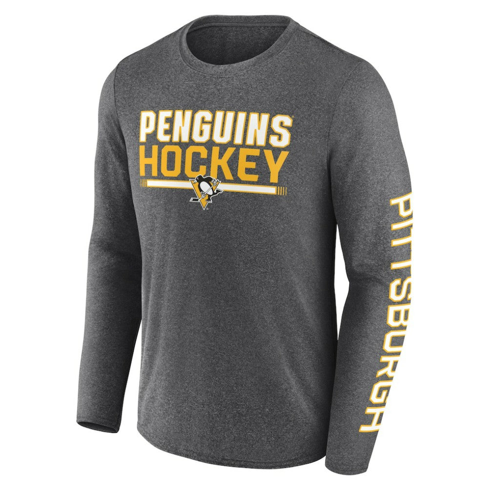NHL Heather Charcoal Pittsburgh Penguins Fanatics Sweep Iconic Synthetic Long Sleeve T-Shirt
