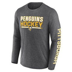 NHL Heather Charcoal Pittsburgh Penguins Fanatics Sweep Iconic Synthetic Long Sleeve T-Shirt
