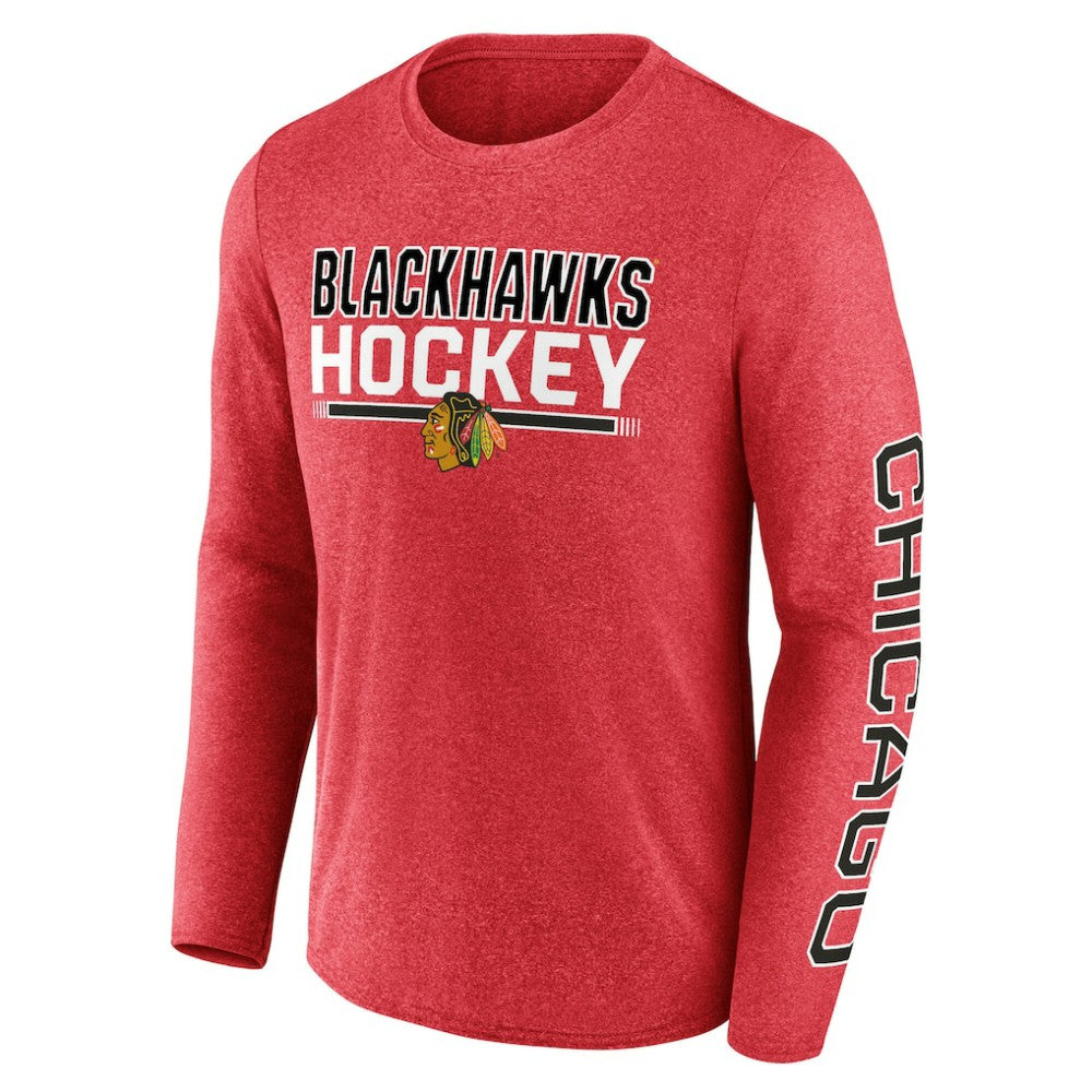NHL Heather Red Chicago Blackhawks Fanatics Sweep Iconic Synthetic Long Sleeve T-Shirt
