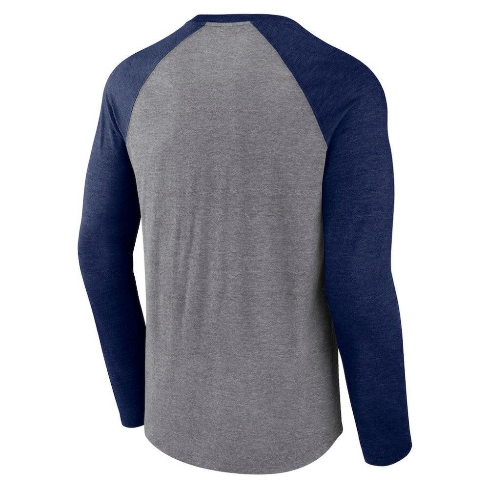 NHL Heather Gray/Heather Navy Pittsburgh Penguins Fanatics Goal Crease Raglan Tri-Blend Long Sleeve T-Shirt