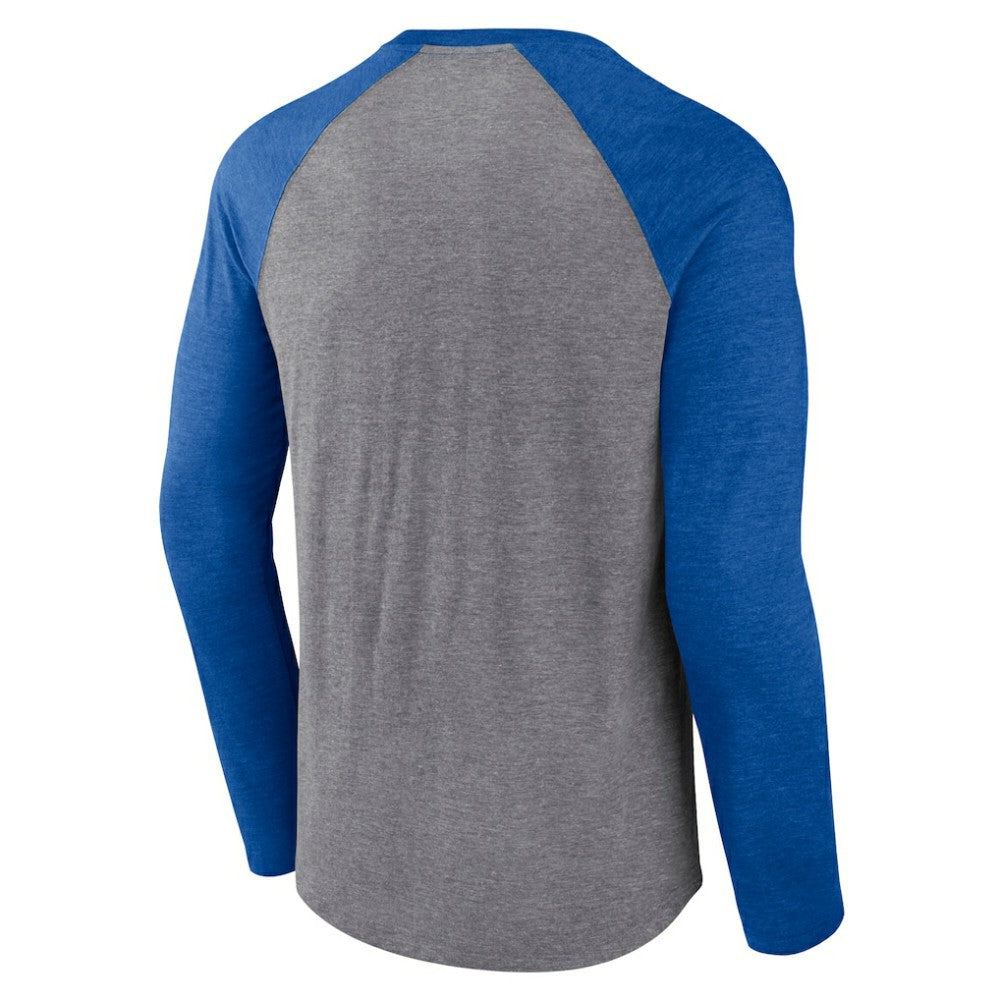 NHL Heather Gray/Heather Blue St. Louis Blues Fanatics 2022 NHL Winter Classic Vintage Distressed Raglan Tri-Blend Long Sleeve T-Shirt