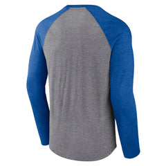 NHL Heather Gray/Heather Blue St. Louis Blues Fanatics 2022 NHL Winter Classic Vintage Distressed Raglan Tri-Blend Long Sleeve T-Shirt