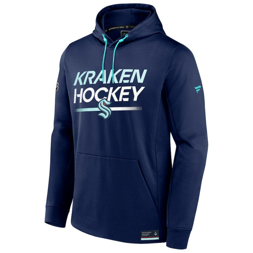 NHL Deep Sea Blue Seattle Kraken Fanatics Authentic Pro Fleece Pullover Hoodie