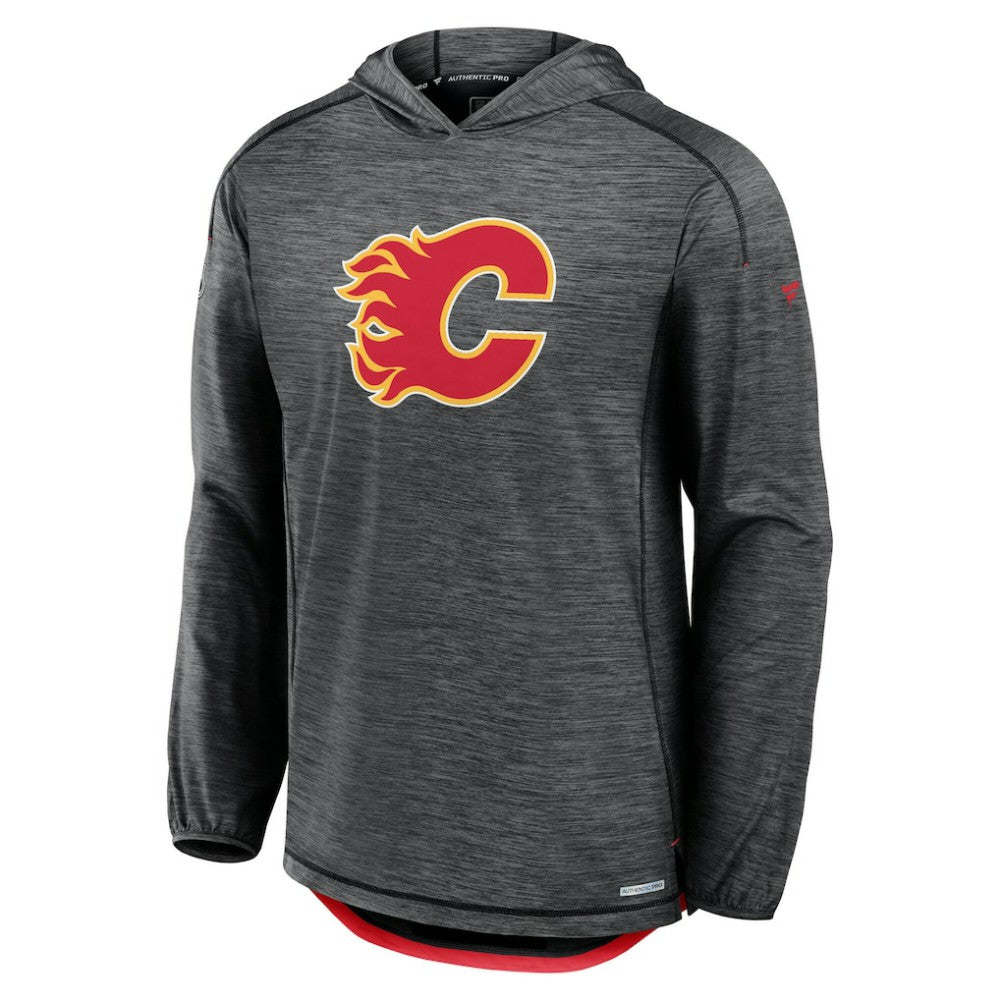 NHL Heather Charcoal Calgary Flames Fanatics Authentic Pro Rink Pullover Hoodie