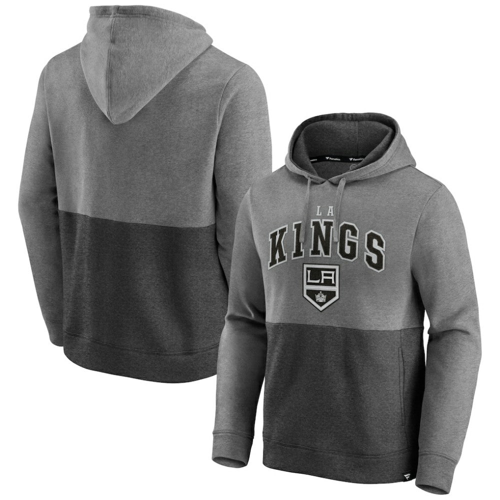 NHL Heather Gray/Heather Charcoal Los Angeles Kings Fanatics Block Party Signature Pullover Hoodie