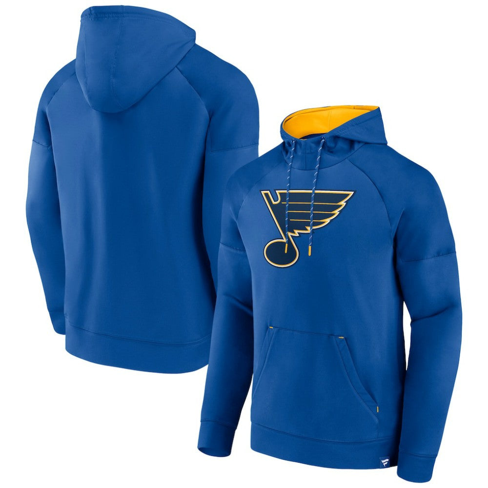NHL Royal St. Louis Blues Fanatics Iconic Defender Raglan Pullover Hoodie