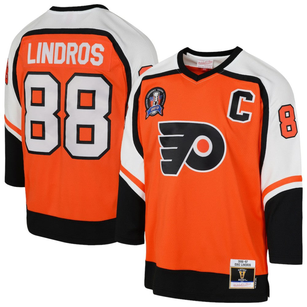 NHL Orange Eric Lindros Philadelphia Flyers Mitchell & Ness Youth 1996/97 Power Play 2.0 Player Jersey with Captain Patch