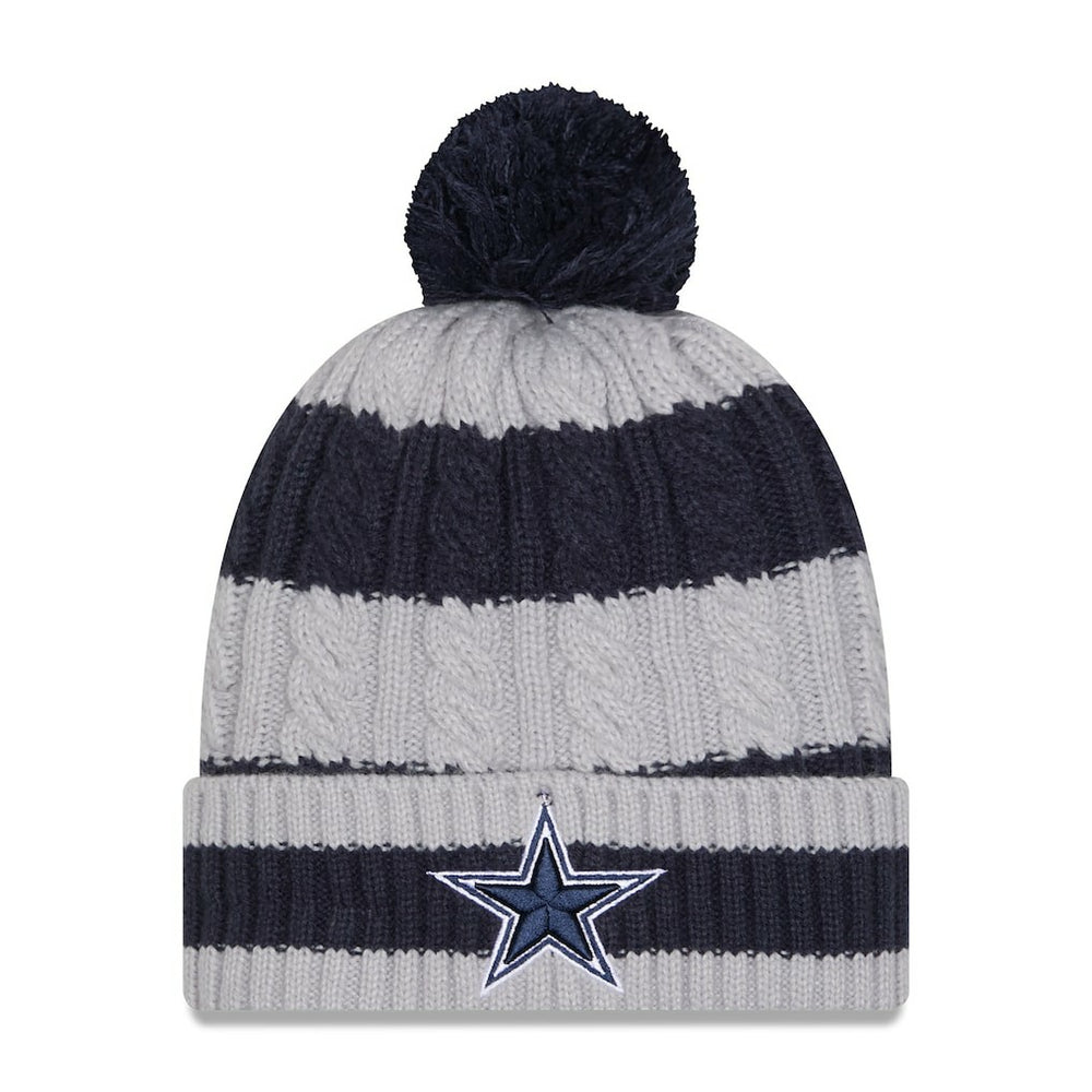 Women's Braided Cuffed Knit Hat with Pom - Dallas Cowboys