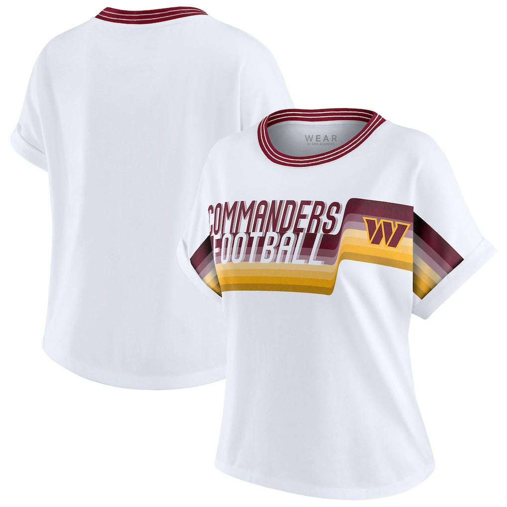 WEAR by Erin Andrews Women's Cropped Center Stripe Dolman T-Shirt - Washington Commanders