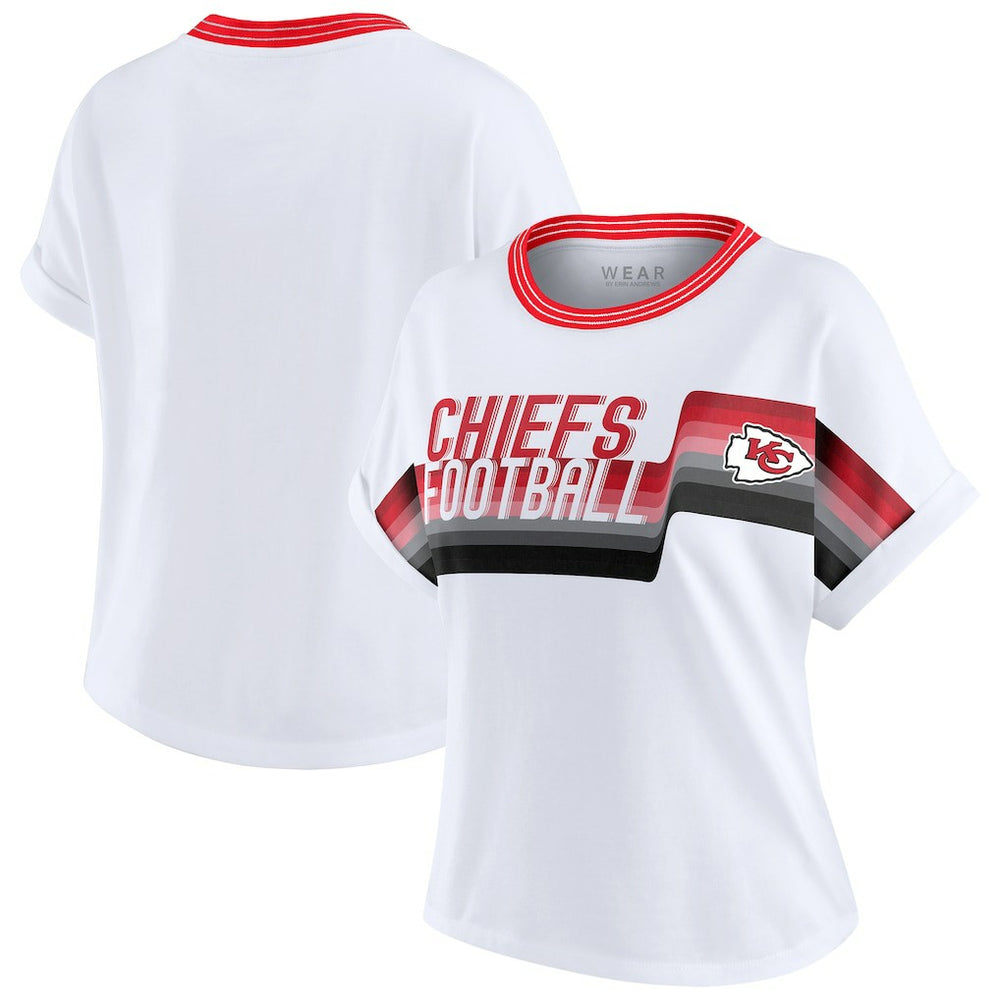 WEAR by Erin Andrews Women's Cropped Center Stripe Dolman T-Shirt - Kansas City Chiefs