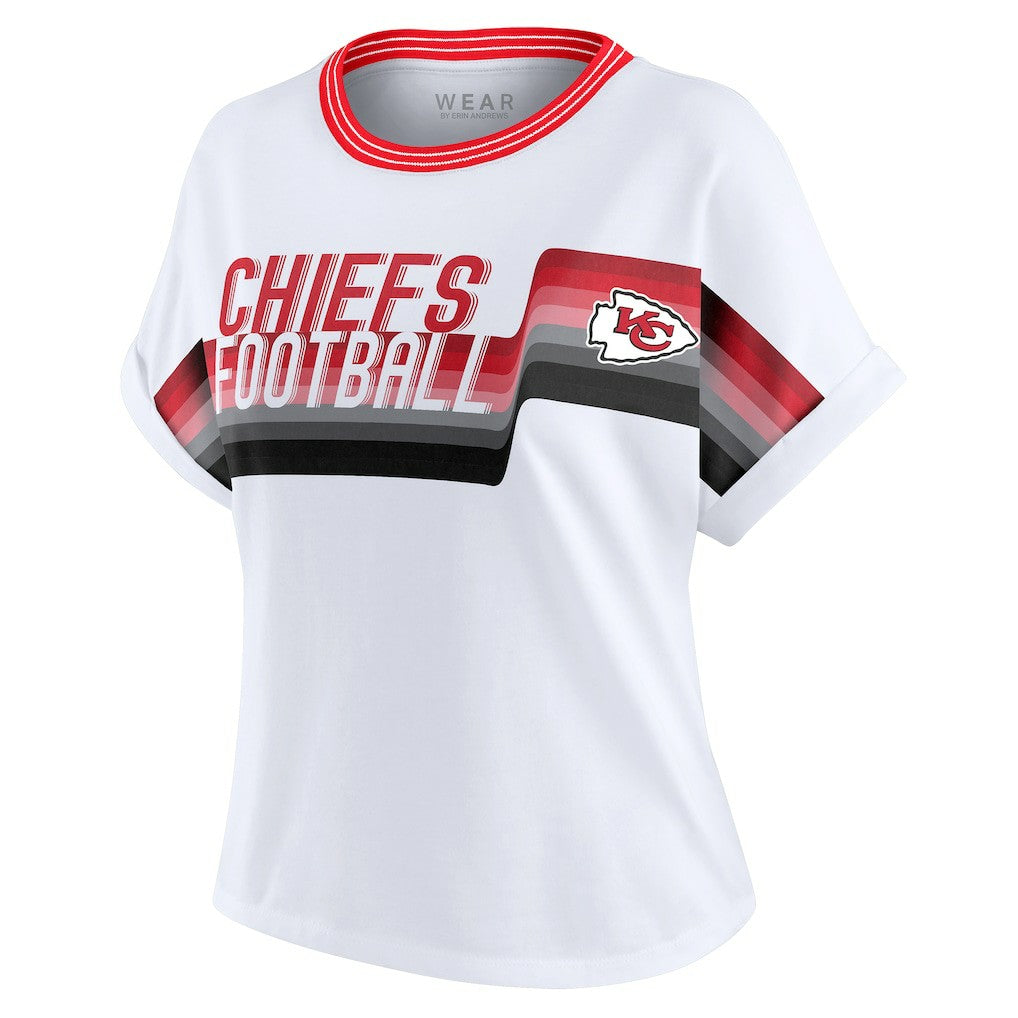 WEAR by Erin Andrews Women's Cropped Center Stripe Dolman T-Shirt - Kansas City Chiefs