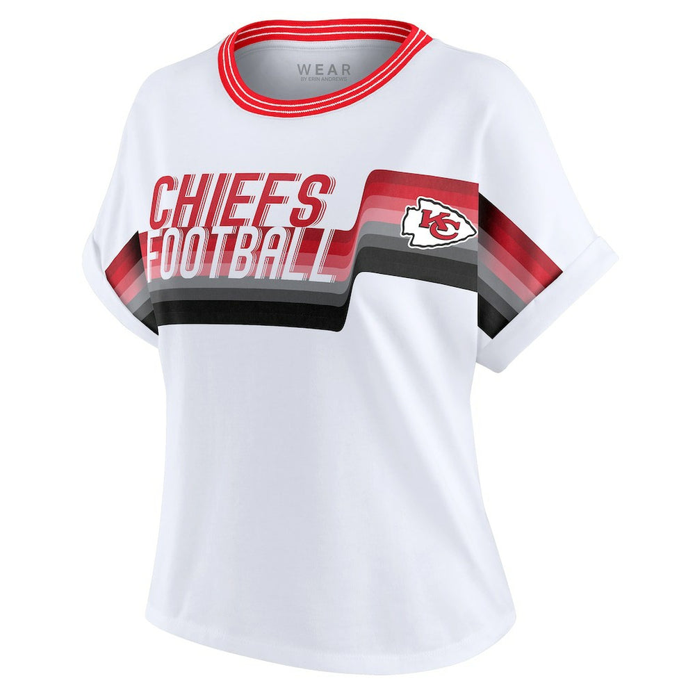WEAR by Erin Andrews Women's Cropped Center Stripe Dolman T-Shirt - Kansas City Chiefs