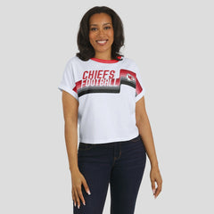 WEAR by Erin Andrews Women's Cropped Center Stripe Dolman T-Shirt - Kansas City Chiefs