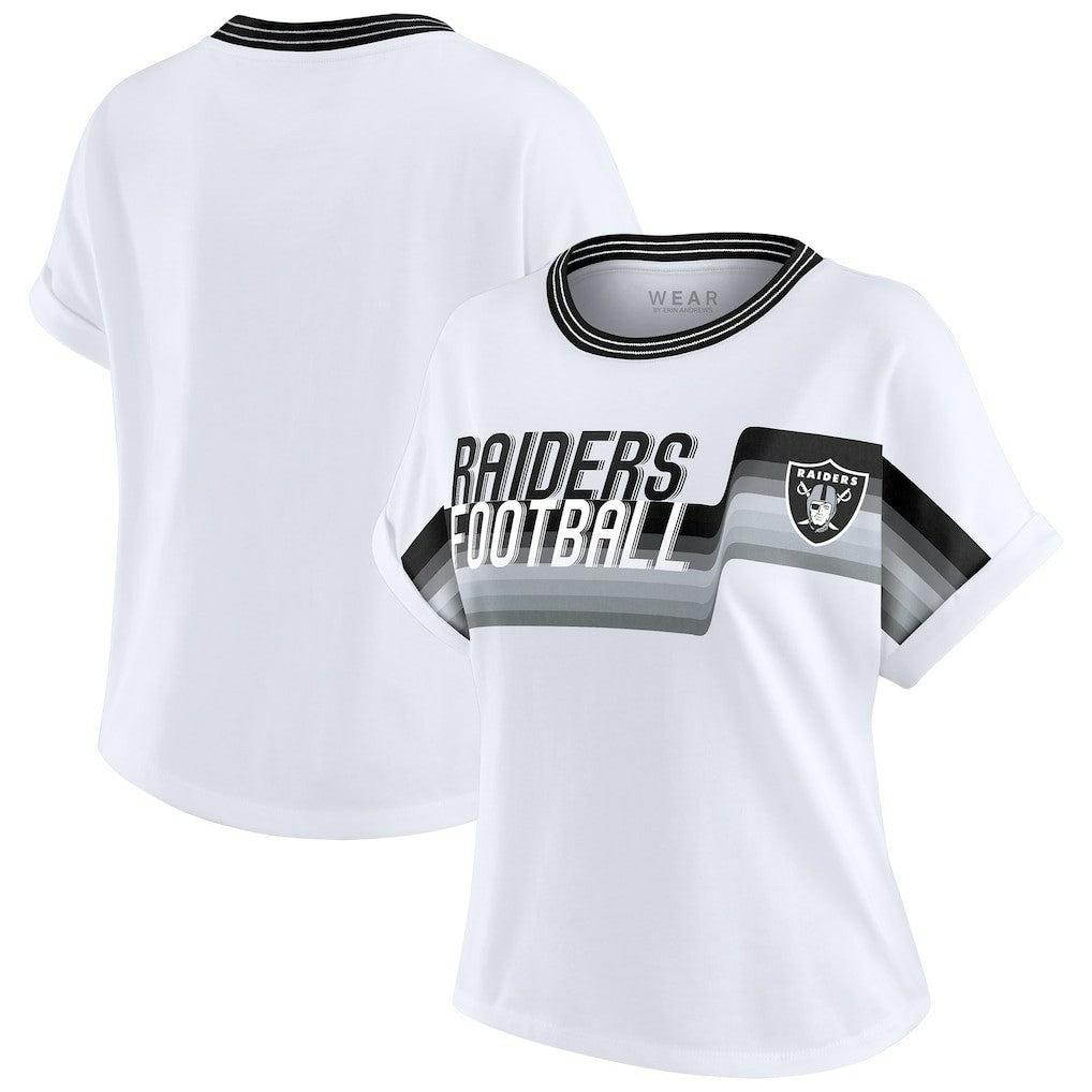 WEAR by Erin Andrews Women's Cropped Center Stripe Dolman T-Shirt - Las Vegas Raiders