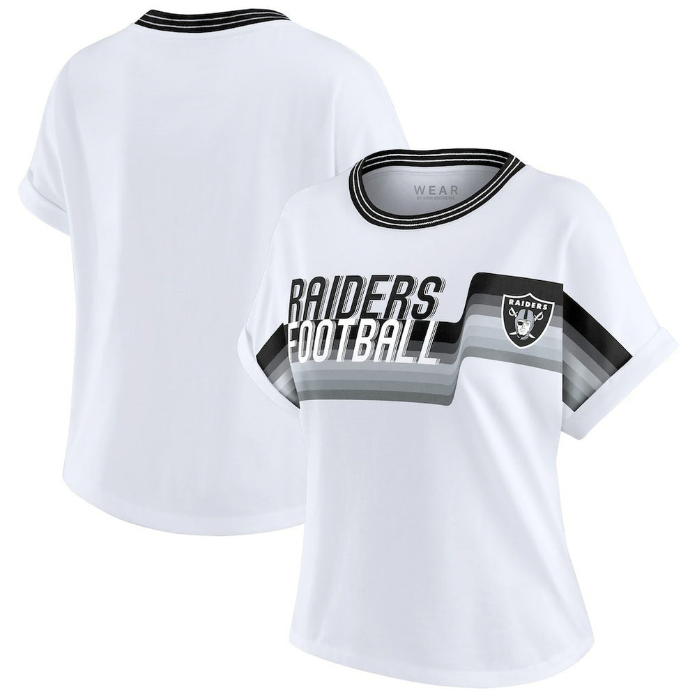 WEAR by Erin Andrews Women's Cropped Center Stripe Dolman T-Shirt - Las Vegas Raiders