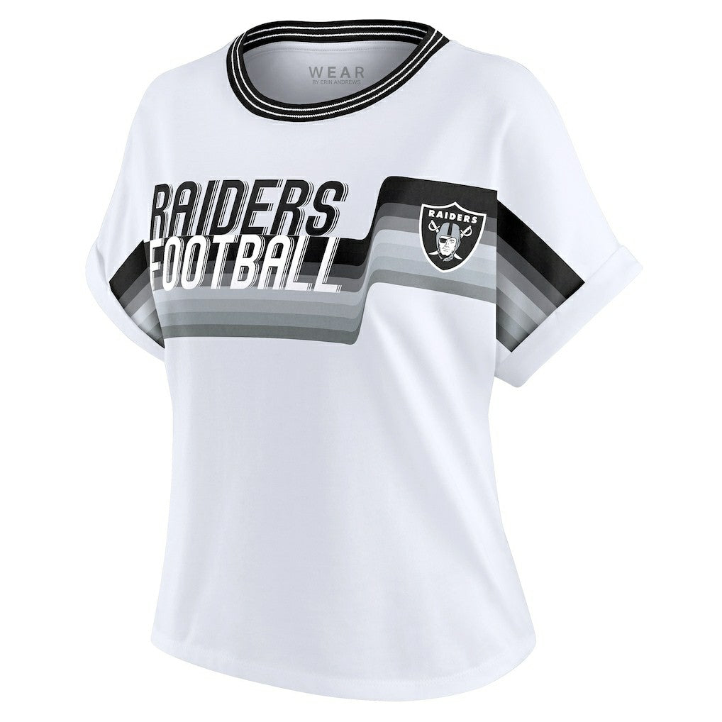 WEAR by Erin Andrews Women's Cropped Center Stripe Dolman T-Shirt - Las Vegas Raiders