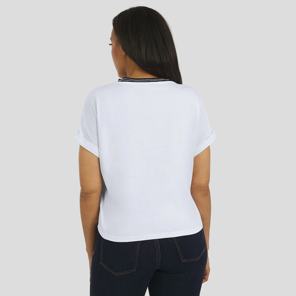 WEAR by Erin Andrews Women's Cropped Center Stripe Dolman T-Shirt - Las Vegas Raiders
