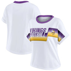 WEAR by Erin Andrews Women's Cropped Center Stripe Dolman T-Shirt - Minnesota Vikings