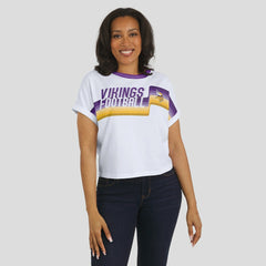 WEAR by Erin Andrews Women's Cropped Center Stripe Dolman T-Shirt - Minnesota Vikings