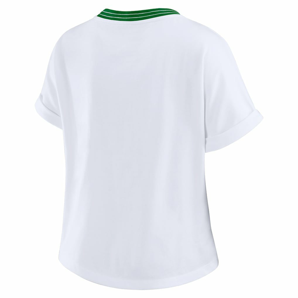 WEAR by Erin Andrews Women's Cropped Center Stripe Dolman T-Shirt - Philadelphia Eagles