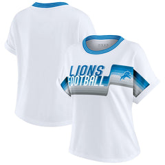WEAR by Erin Andrews Women's Cropped Center Stripe Dolman T-Shirt - Detroit Lions
