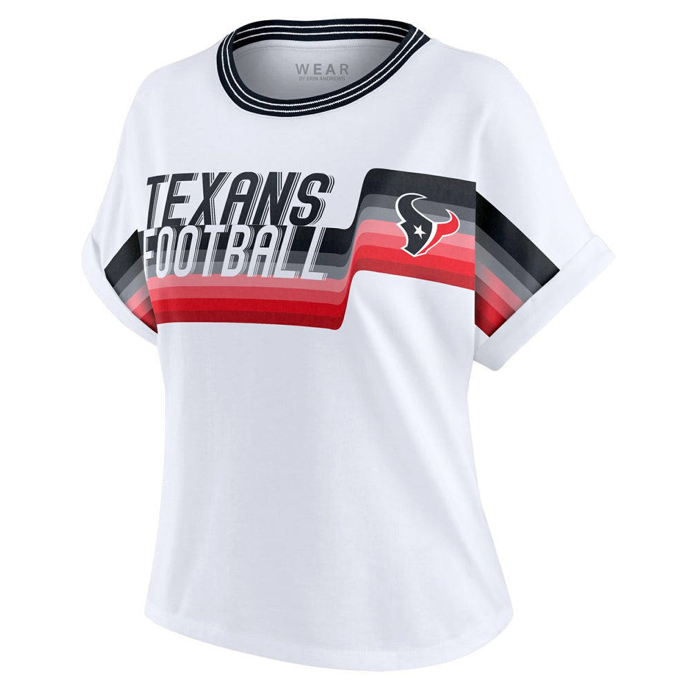 WEAR by Erin Andrews Women's Cropped Center Stripe Dolman T-Shirt - Houston Texans