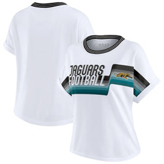 WEAR by Erin Andrews Women's Cropped Center Stripe Dolman T-Shirt - Jacksonville Jaguars