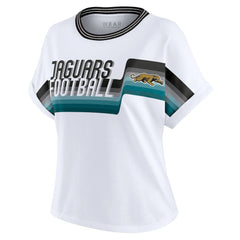 WEAR by Erin Andrews Women's Cropped Center Stripe Dolman T-Shirt - Jacksonville Jaguars