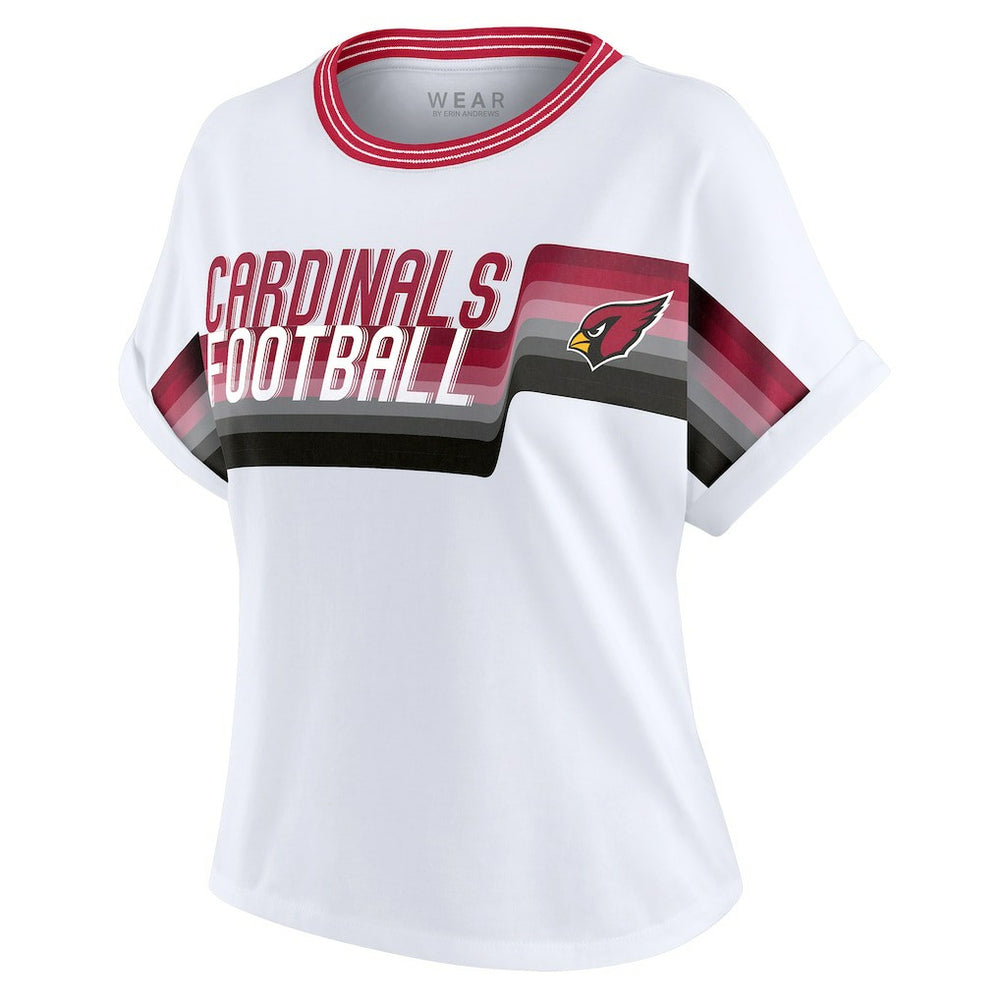 WEAR by Erin Andrews Women's Cropped Center Stripe Dolman T-Shirt - Arizona Cardinals