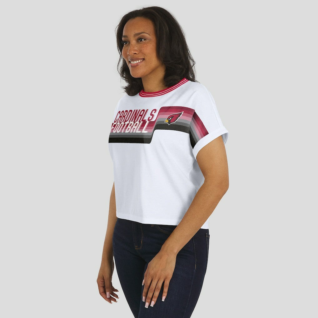 WEAR by Erin Andrews Women's Cropped Center Stripe Dolman T-Shirt - Arizona Cardinals