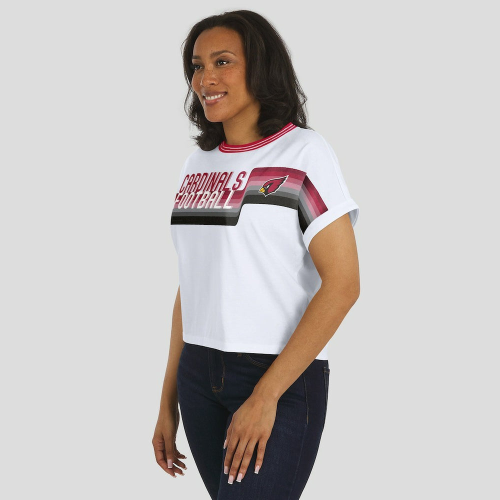 WEAR by Erin Andrews Women's Cropped Center Stripe Dolman T-Shirt - Arizona Cardinals