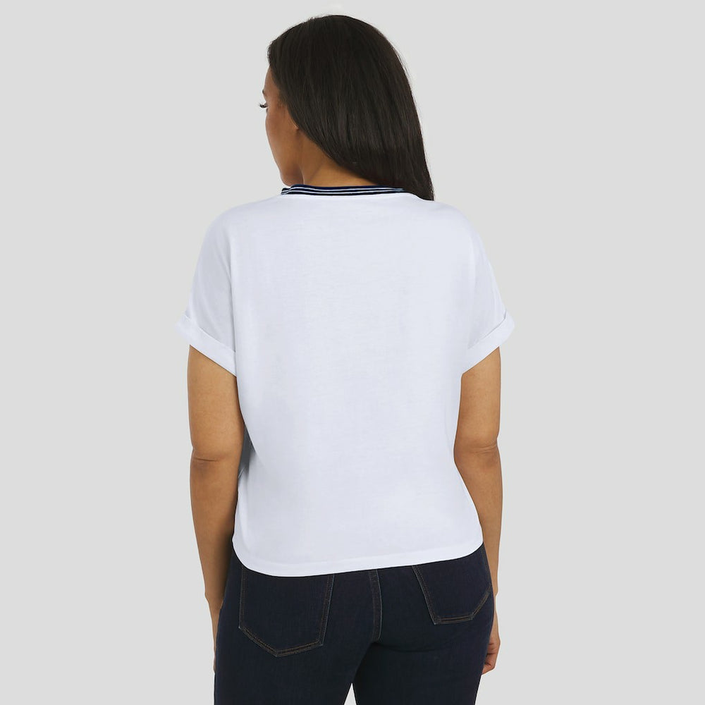 WEAR by Erin Andrews Women's Cropped Center Stripe Dolman T-Shirt - Chicago Bears