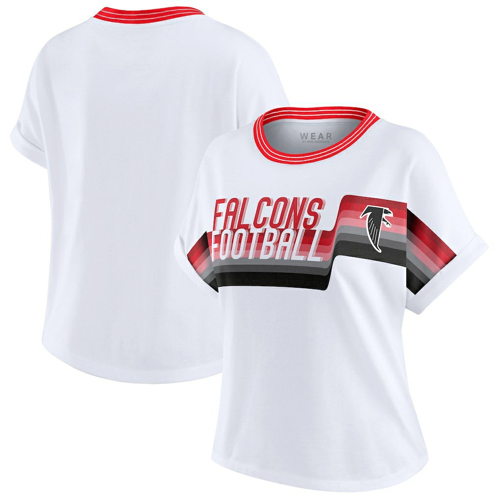 WEAR by Erin Andrews Women's Cropped Center Stripe Dolman T-Shirt - Atlanta Falcons