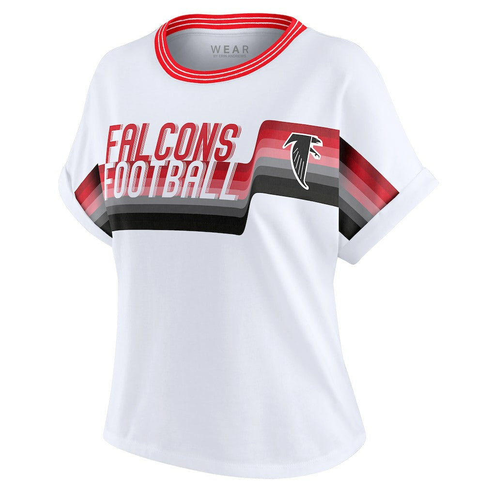 WEAR by Erin Andrews Women's Cropped Center Stripe Dolman T-Shirt - Atlanta Falcons