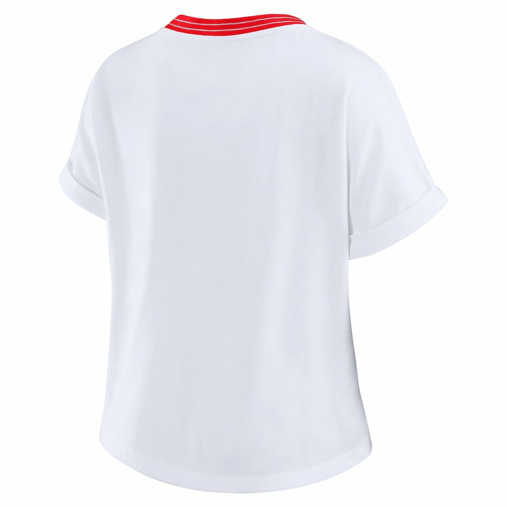 WEAR by Erin Andrews Women's Cropped Center Stripe Dolman T-Shirt - Atlanta Falcons