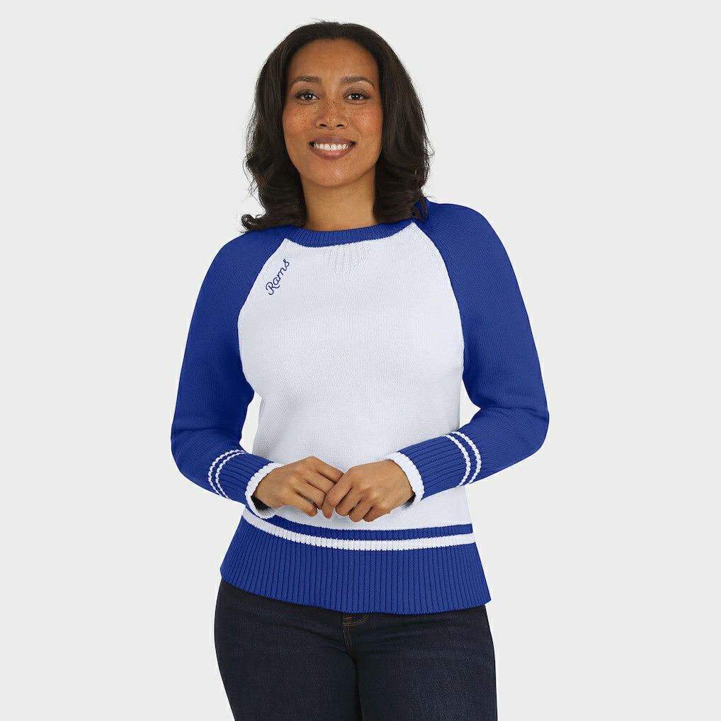 WEAR by Erin Andrews Women's Colorblock Raglan Sweater - Los Angeles Rams