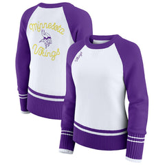 WEAR by Erin Andrews Women's Colorblock Raglan Sweater - Minnesota Vikings