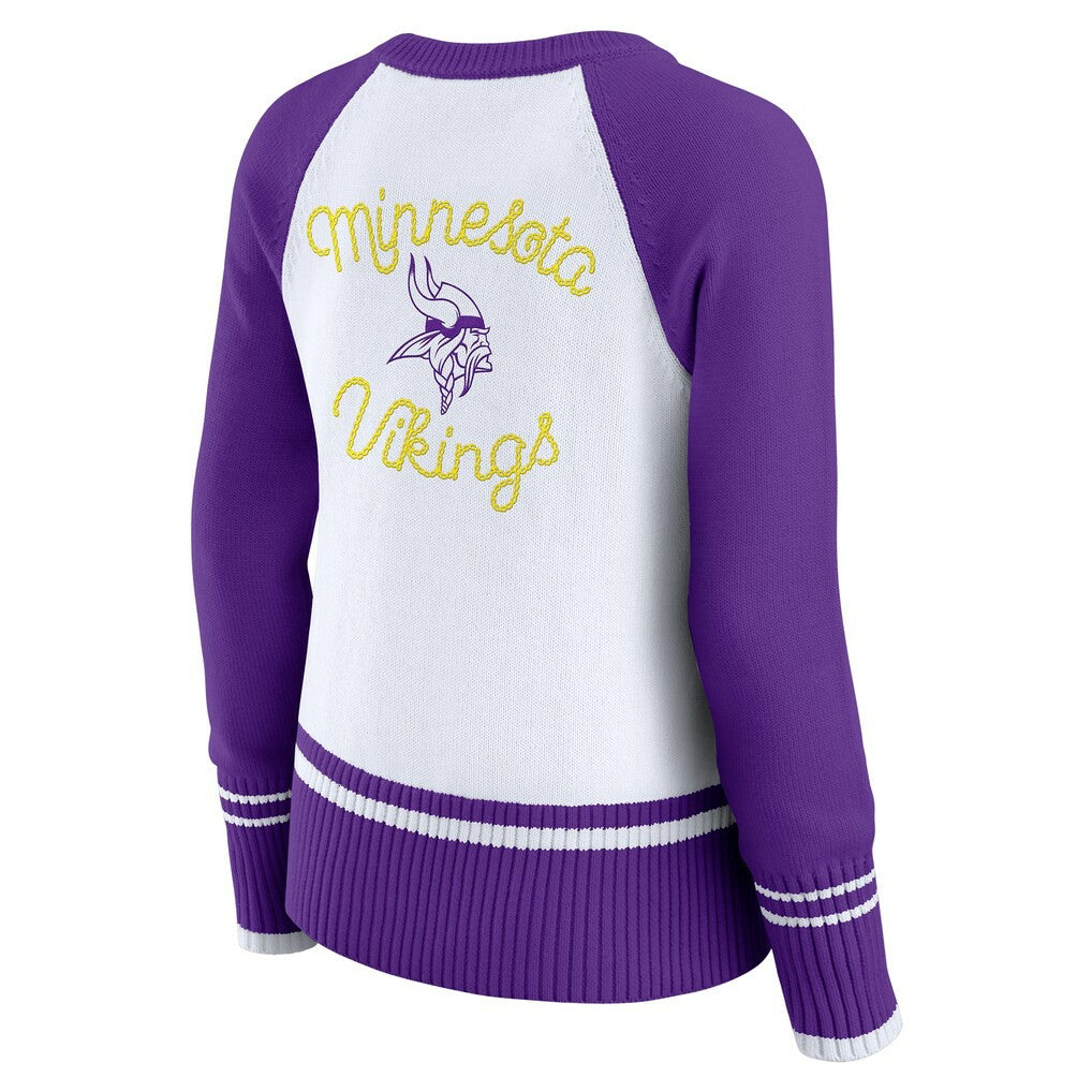 WEAR by Erin Andrews Women's Colorblock Raglan Sweater - Minnesota Vikings