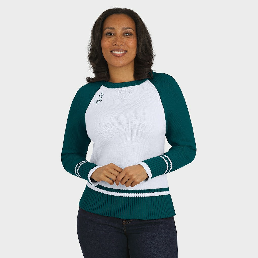 WEAR by Erin Andrews Women's Colorblock Raglan Sweater - Philadelphia Eagles