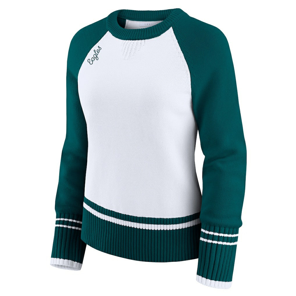 WEAR by Erin Andrews Women's Colorblock Raglan Sweater - Philadelphia Eagles