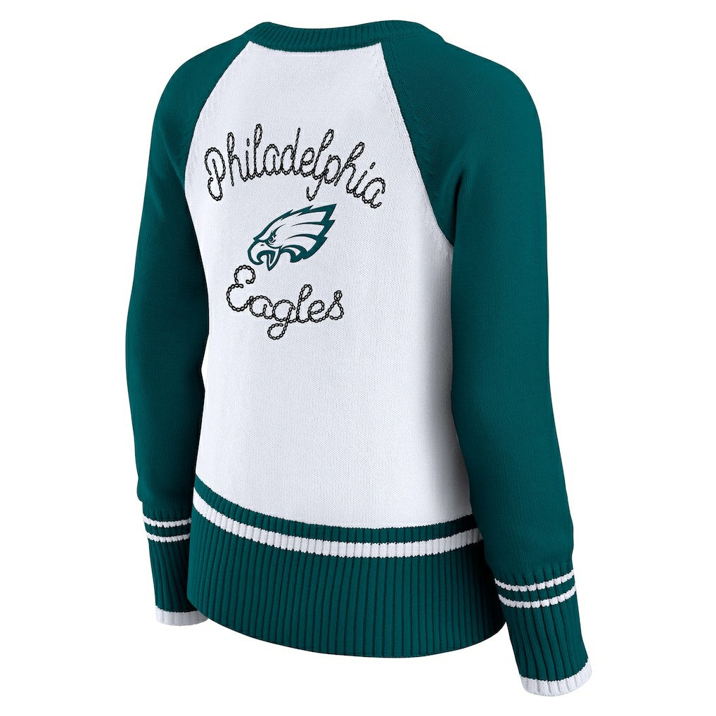WEAR by Erin Andrews Women's Colorblock Raglan Sweater - Philadelphia Eagles