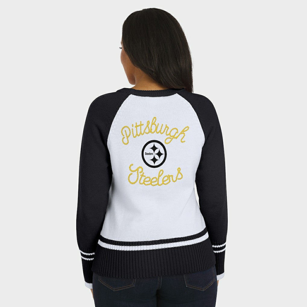WEAR by Erin Andrews Women's Colorblock Raglan Sweater - Pittsburgh Steelers