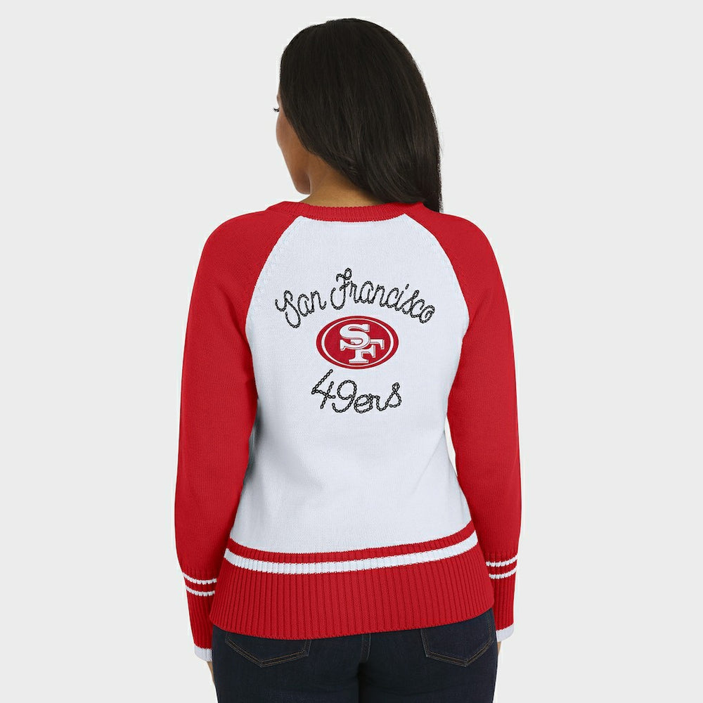 WEAR by Erin Andrews Women's Colorblock Raglan Sweater - San Francisco 49ers