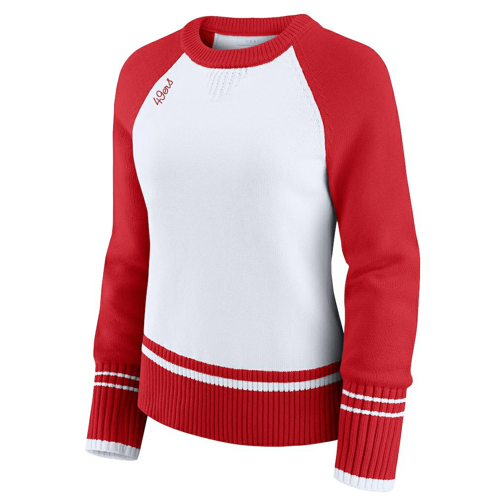 WEAR by Erin Andrews Women's Colorblock Raglan Sweater - San Francisco 49ers