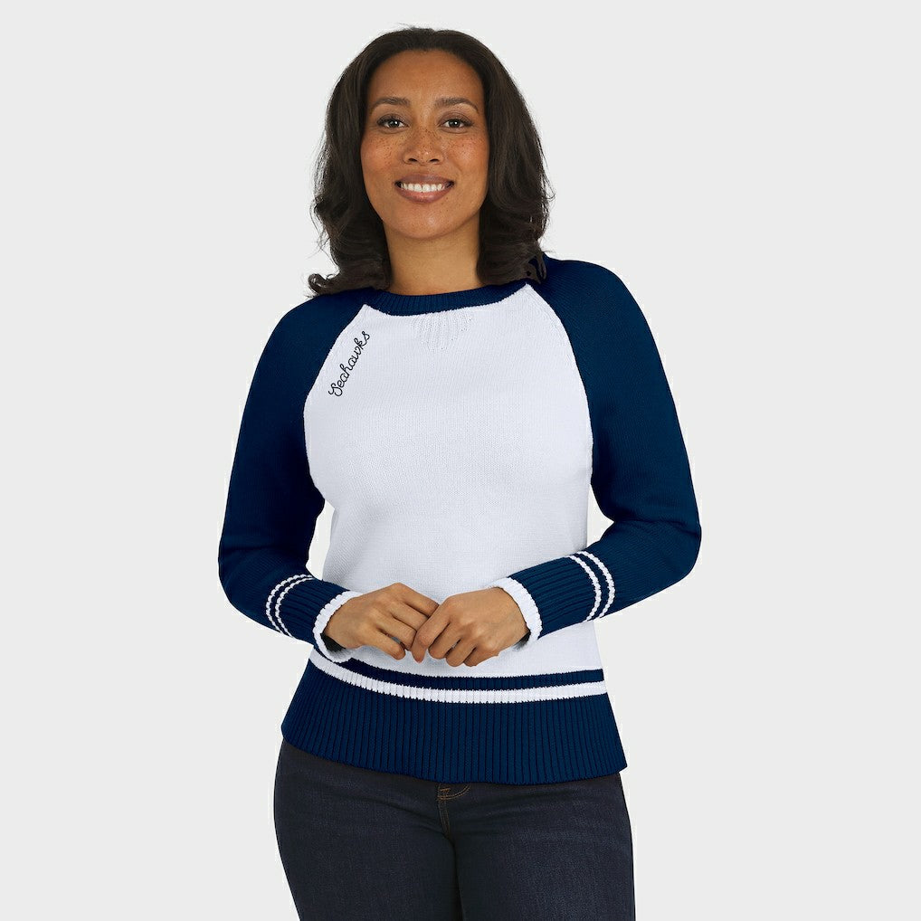 WEAR by Erin Andrews Women's Colorblock Raglan Sweater - Seattle Seahawks