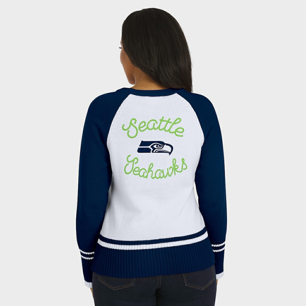 WEAR by Erin Andrews Women's Colorblock Raglan Sweater - Seattle Seahawks